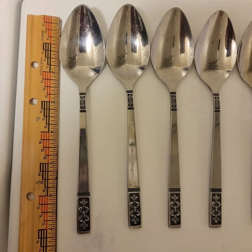 VTG Imperial International Cortina IIC Floral Flatware‎ Stainless 8 Table Spoons